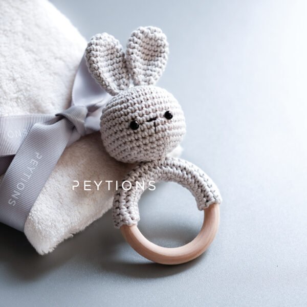 Teddy Teething Ring Grey